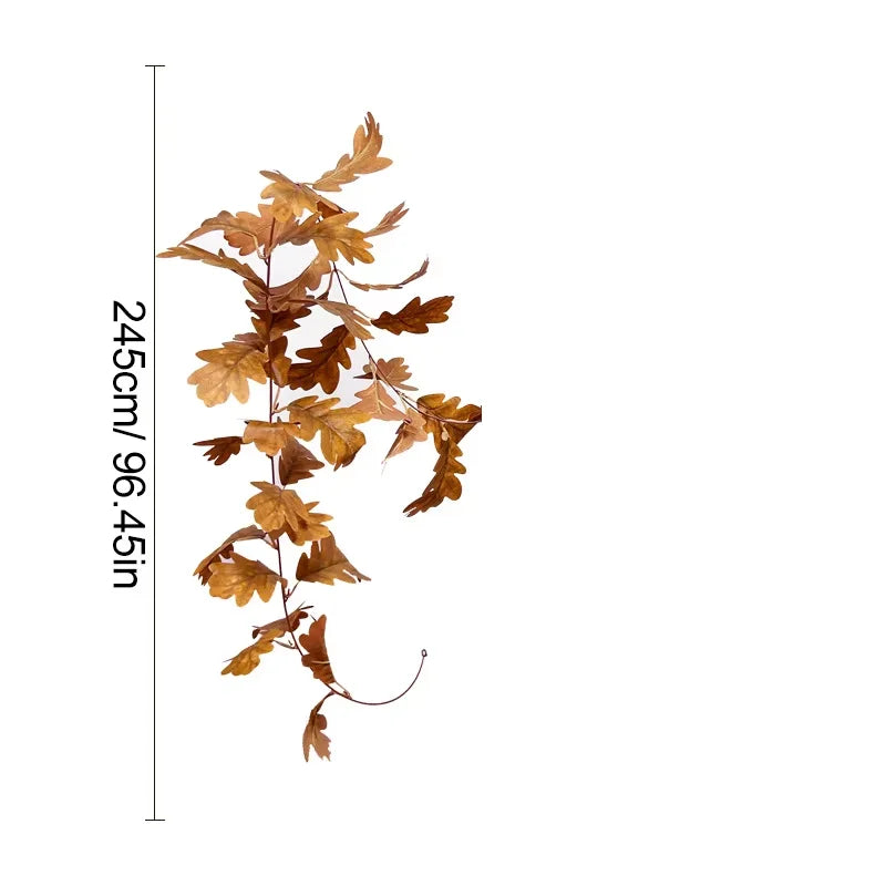 Artificial Oak Leaf Fall Garland, Autumn Vine Garland for Thanksgiving Halloween Farmhouse Fireplace Table Decor 