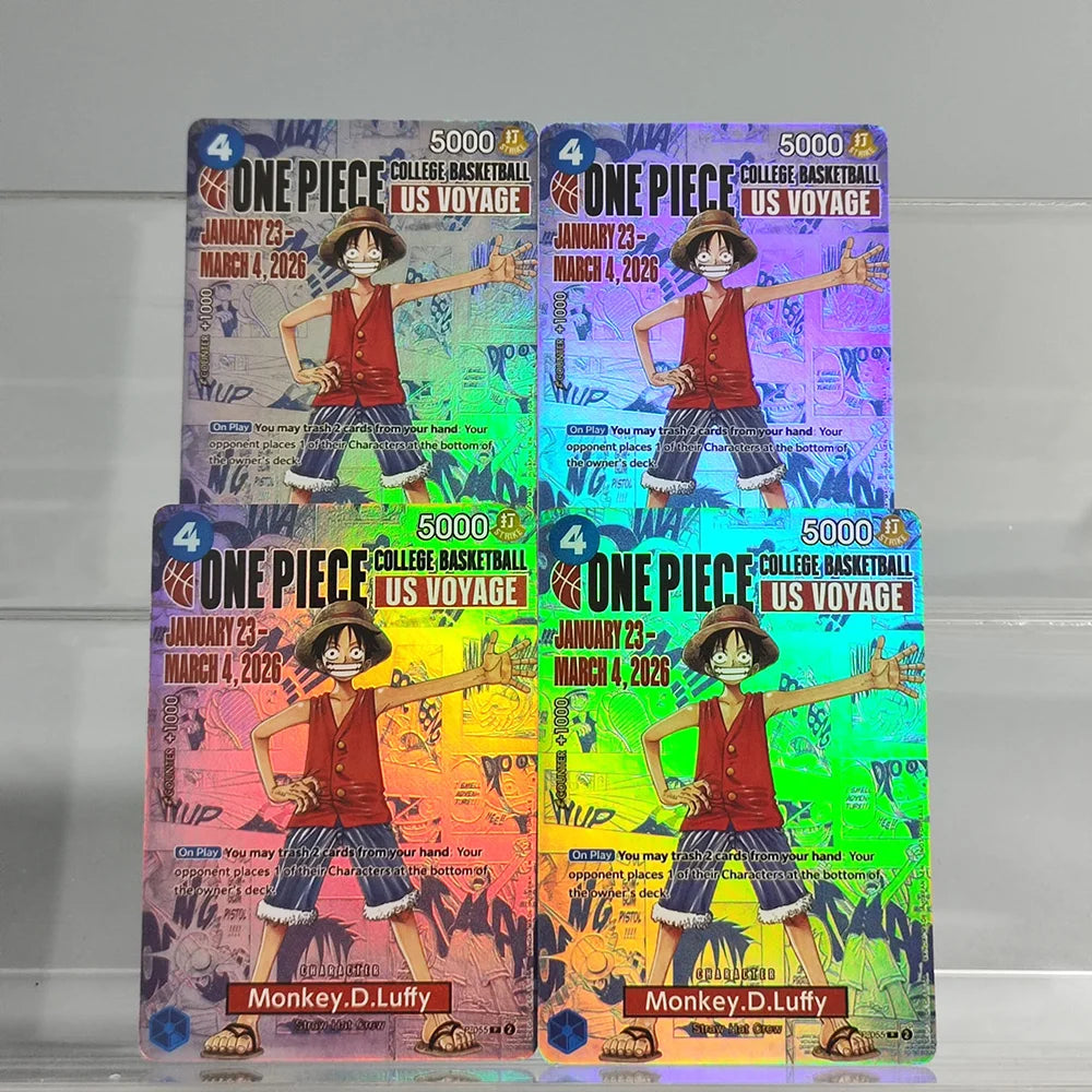 Self Made Proxy One Piece OPCG English Luffy P-055 College Basketball US Voyage Game Collection Promotion Card Toy