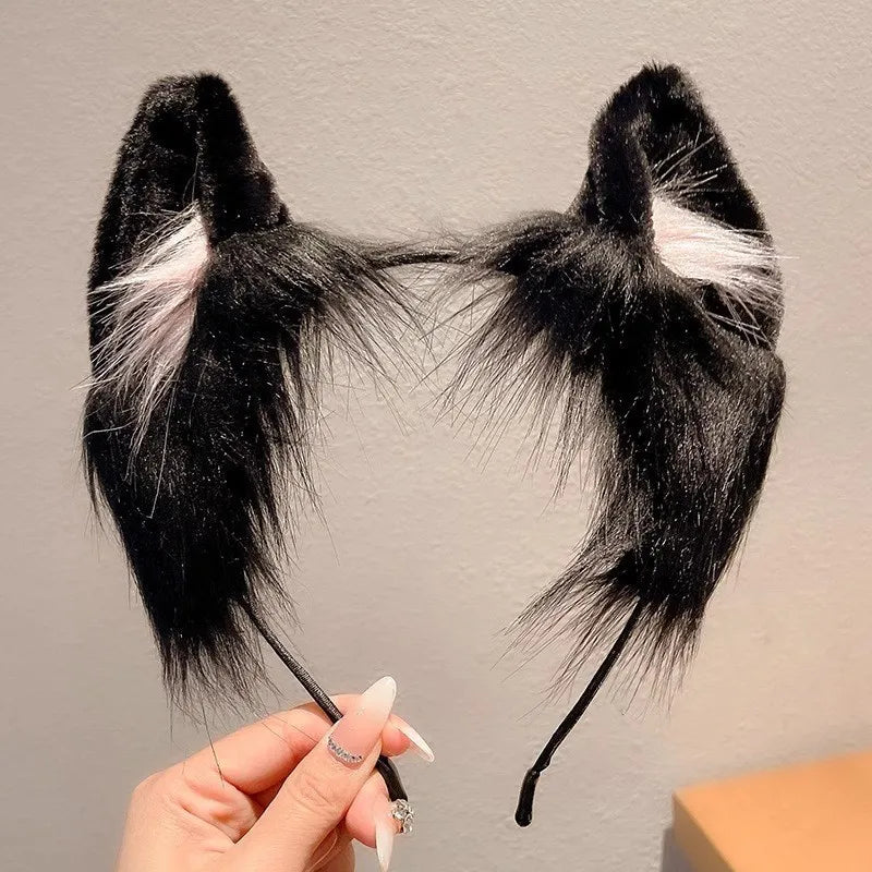 Cute Plush Cat Ear Headband - 1pc Christmas Holiday Dress Up Animal Ear Hoop for Kids Hair Accessories
