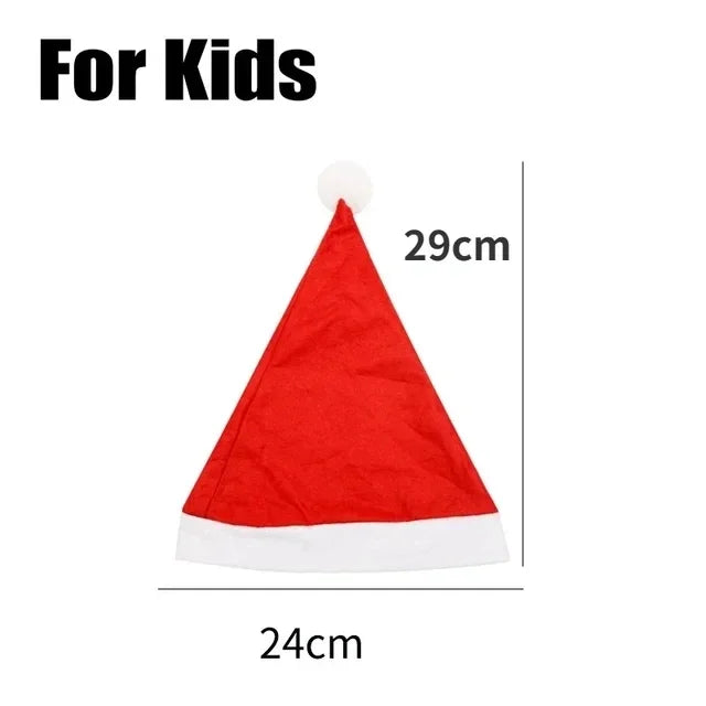 Red Christmas Hats for Adults Kids Non-woven Fabric Santa Claus Xmas Hats Cap Merry Christmas New Year Festival Party Decoration