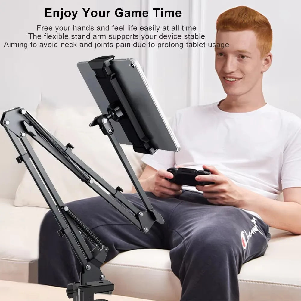 Tablet Holder for Bed with 90cm Metal Arm 360 ° Rotating Bed Tablet Mount Stand for iPad Stand 4.5~11 Inch Phone Tablet Bracket