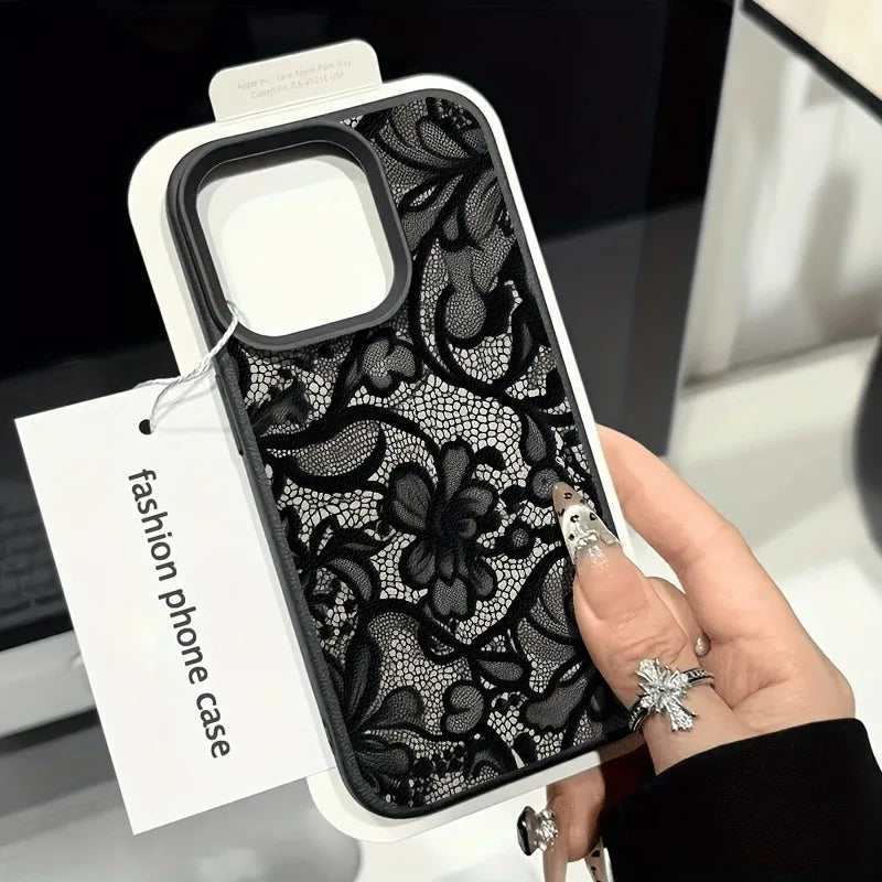 Lace Patterned iPhone Case - Lychee Textured TPU Cover
