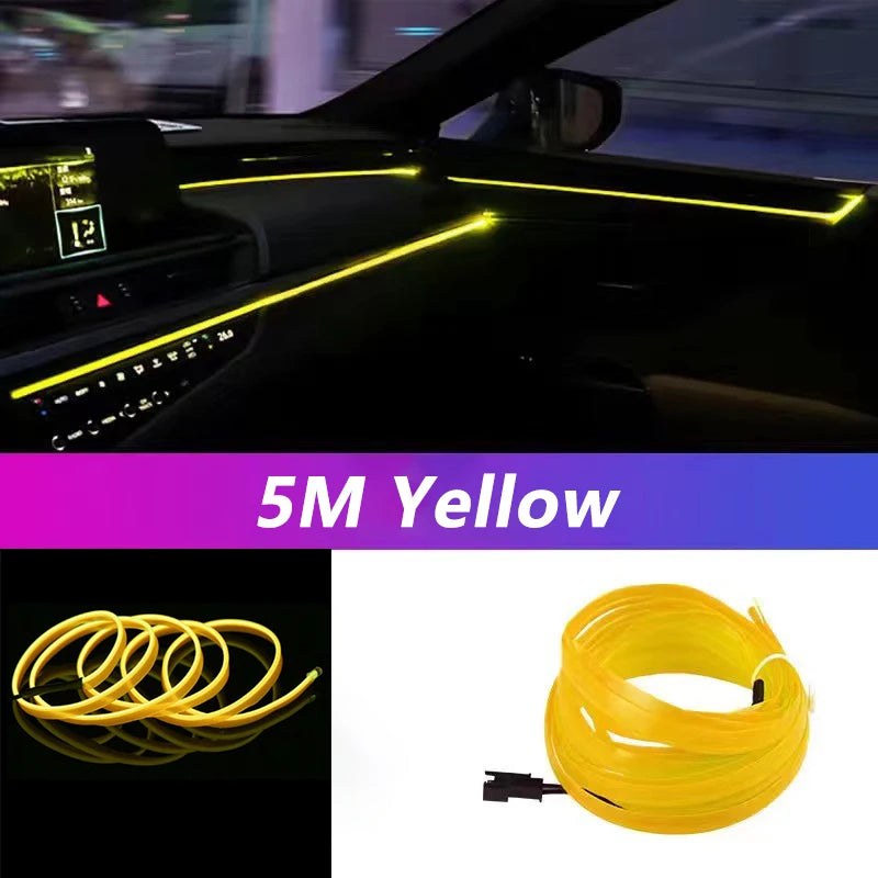 Car Interior LED Strip Light - 5M Neon EL Wire Ambient Lamp