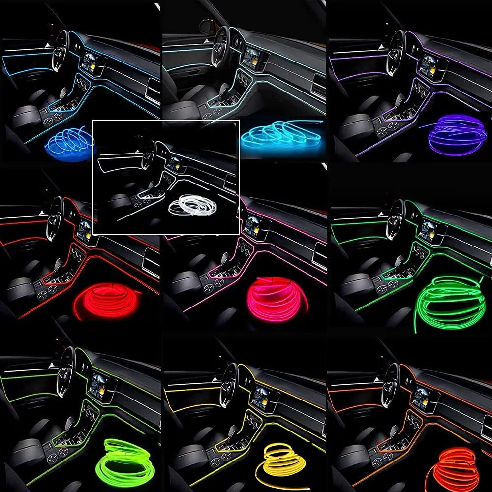Car Interior LED Strip Light - 5M Neon EL Wire Ambient Lamp