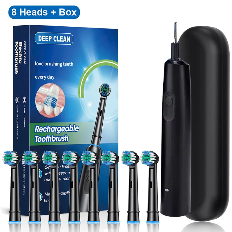 Electric Toothbrush - Rotary Rechargeable Adult Toothbrush Set