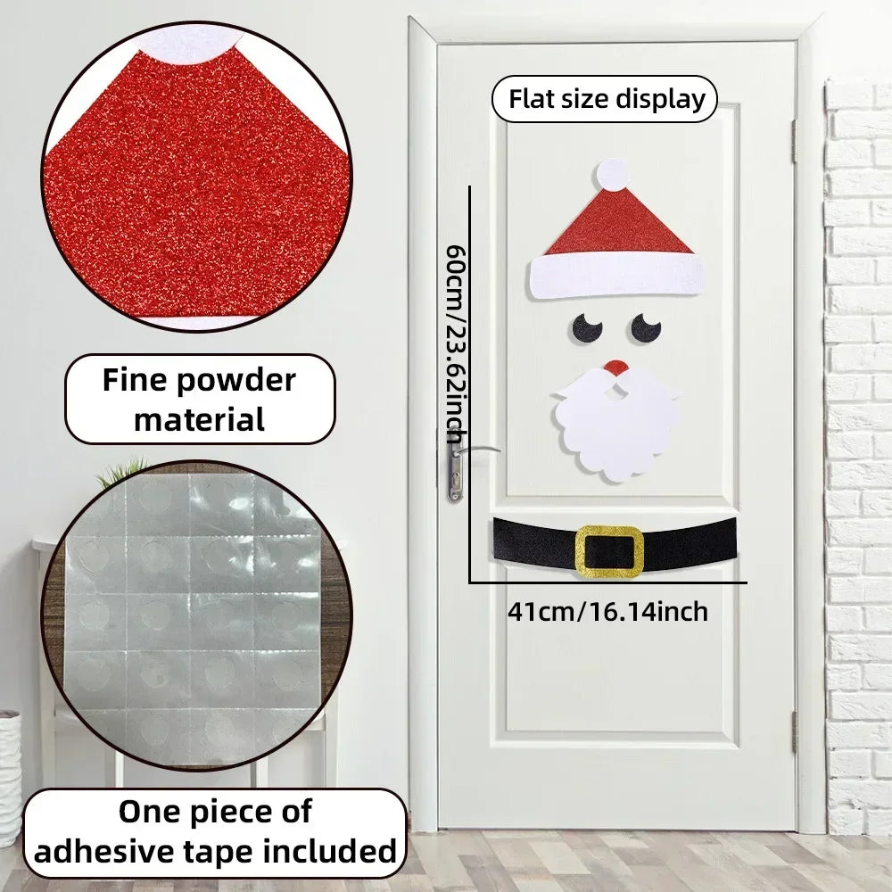 Christmas Wall Stickers - Felt Santa Snowman Door Decor