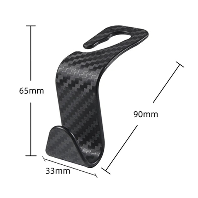 Car Seat Headrest Hook - 4Pcs Carbon Fibre Organizer Hanger