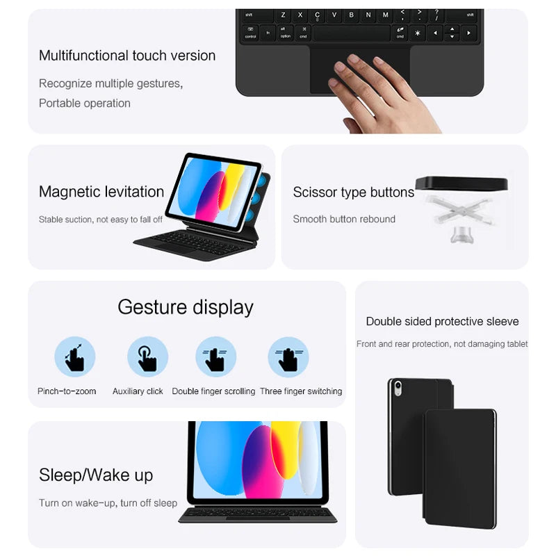 iPad Magic Keyboard Case - Smart Magnetic Folio with Trackpad