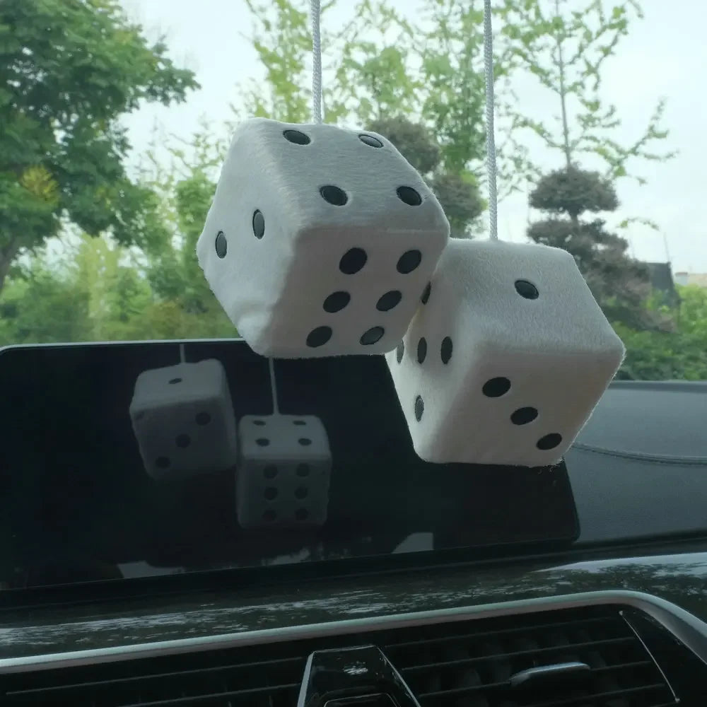 Fuzzy Dice For Car - Rear View Mirror Hanging Decoration