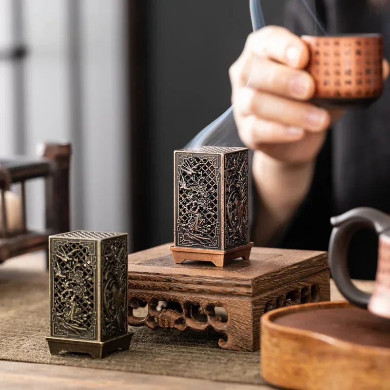 Vertical Incense Burner - Square Alloy Aromatherapy Holder