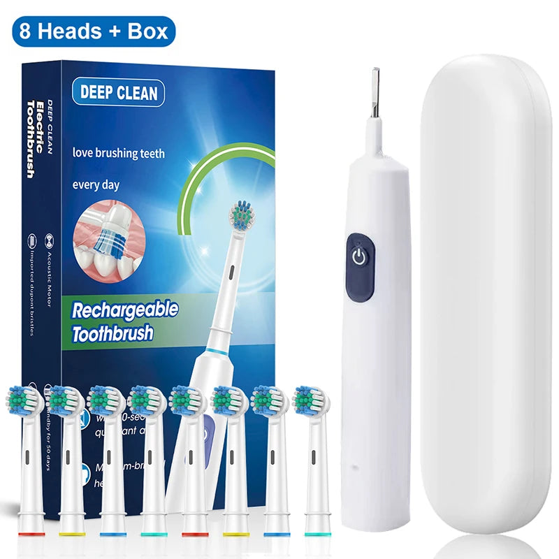 Electric Toothbrush - Rotary Rechargeable Adult Toothbrush Set