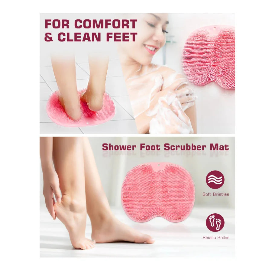 Shower Foot Scrubber - Exfoliating Bath Mat & Back Washer