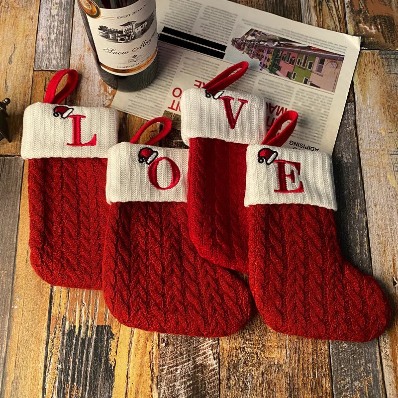 Christmas Stockings - Alphabet Knitting Socks Tree Ornaments Gift