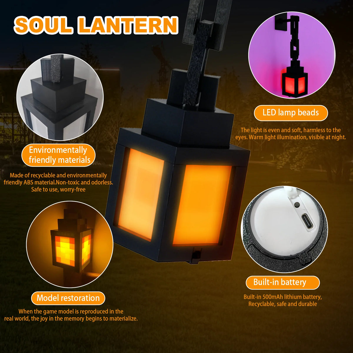 Pixel Style Night Light - RGB Remote Tabletop Lantern