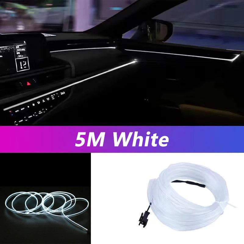 Car Interior LED Strip Light - 5M Neon EL Wire Ambient Lamp