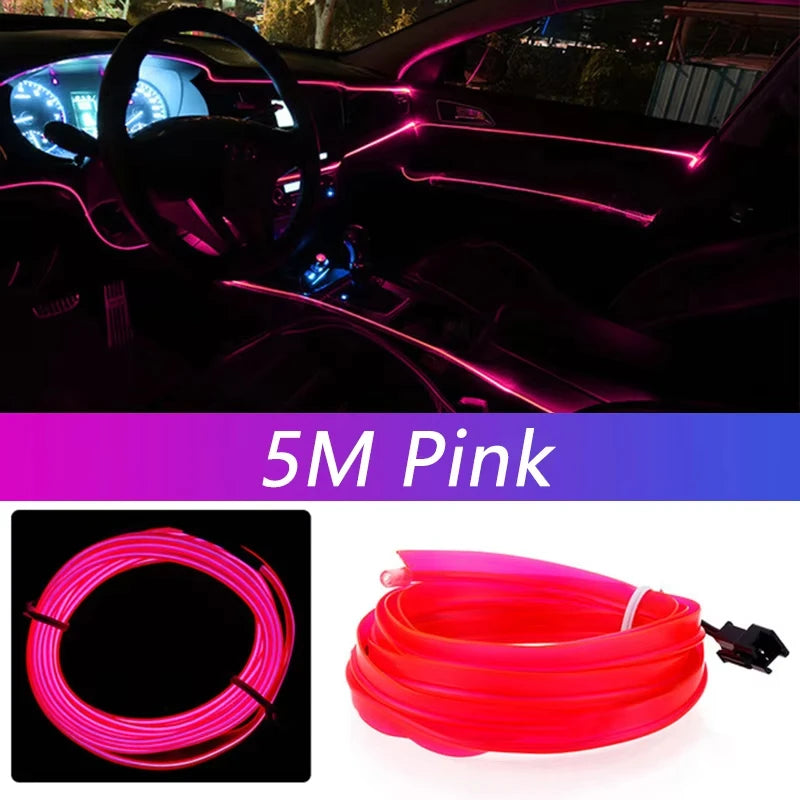 Car Interior LED Strip Light - 5M Neon EL Wire Ambient Lamp