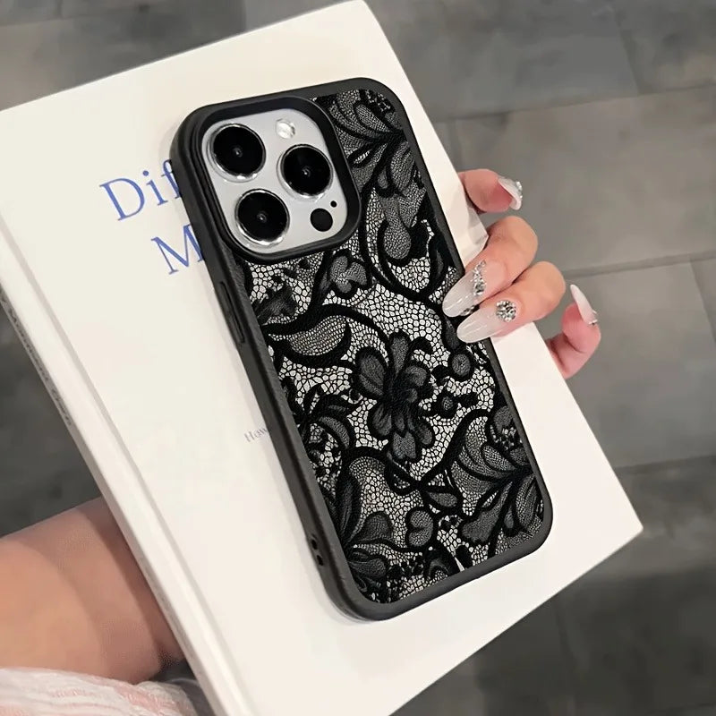 Lace Patterned iPhone Case - Lychee Textured TPU Cover