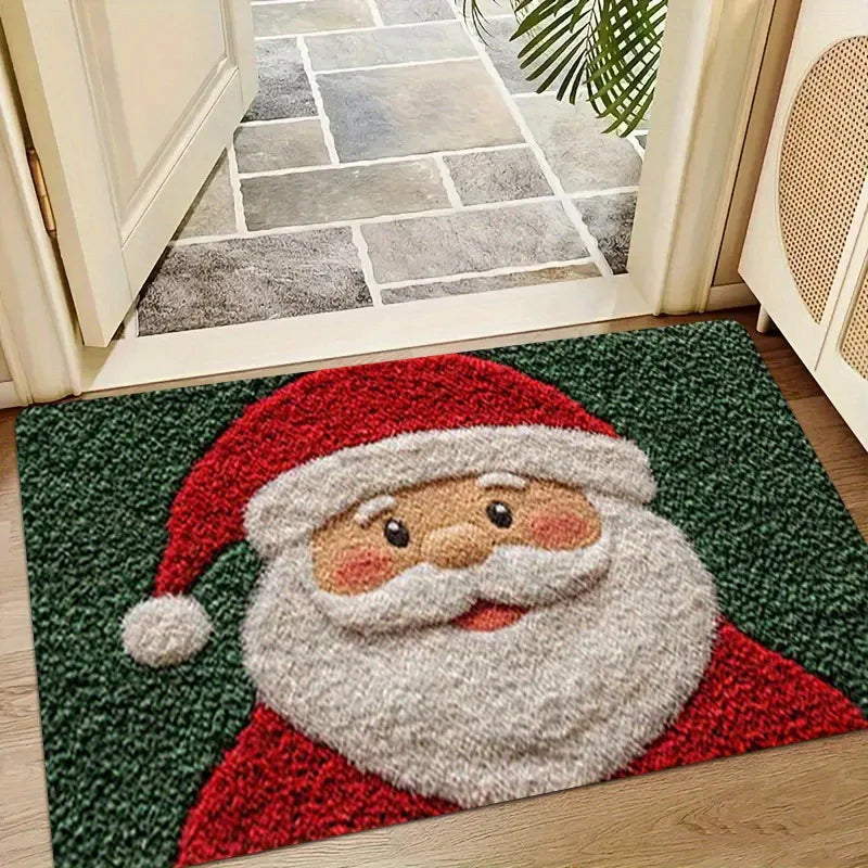 Christmas Door Mat - Red Santa & Gingerbread Man Floor Mat