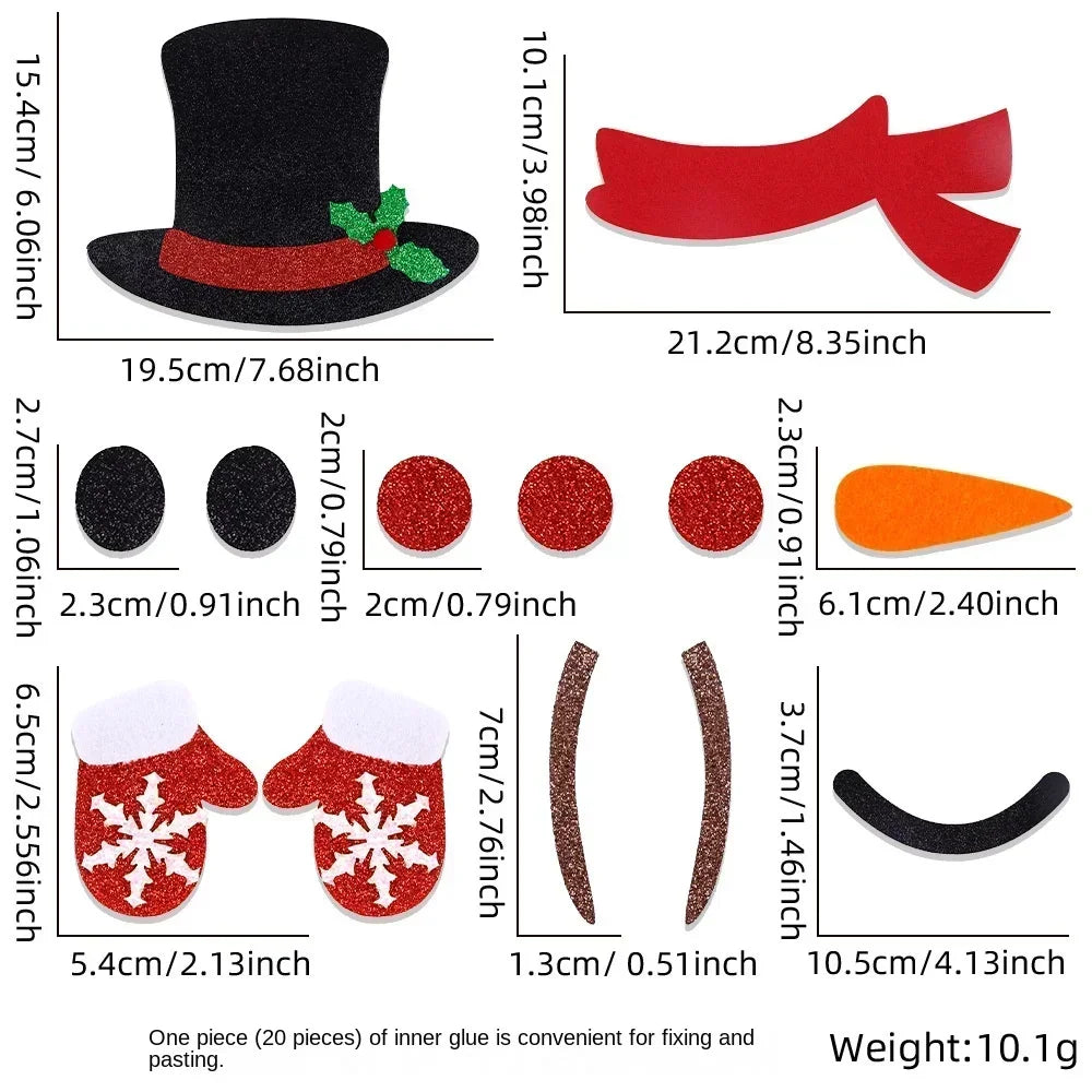 Christmas Wall Stickers - Felt Santa Snowman Door Decor