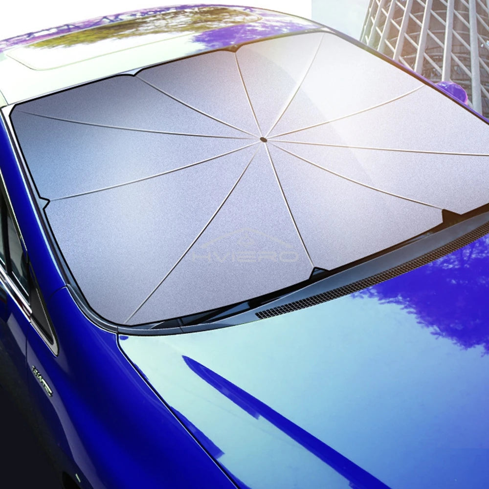 Car Windshield Sunshade - Foldable Umbrella Style Front Cover