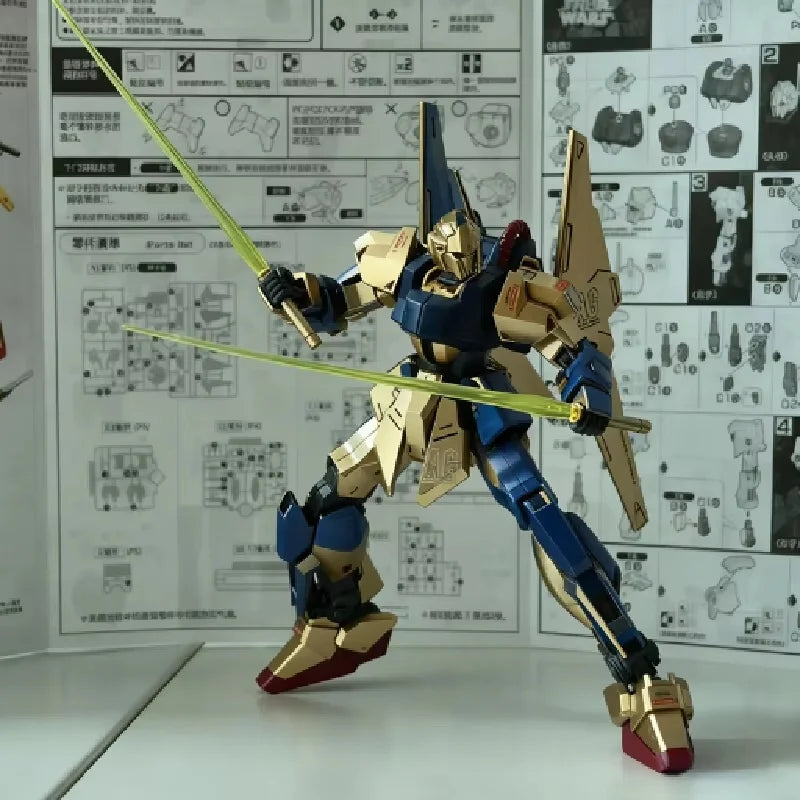 HG 1/144 Spray-Painted Champagne Gold Newborn Hyaku Shiki Mobile Suit Zeta Mobile Suit Assembly Model Kit Collectible Decor Gift