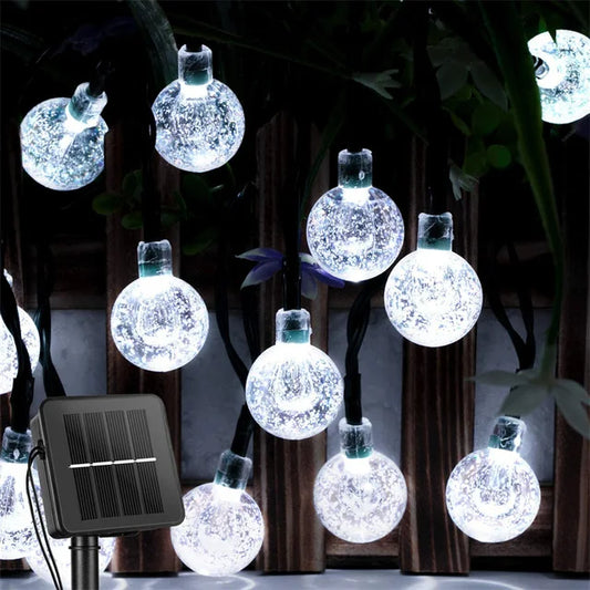 SOLAR-AURA BUBBLE SPHERE | Waterproof Outdoor Solar Crystal Globe String Lights (8 Modes)