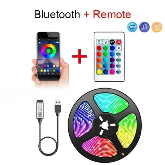 USB LED Gaming Lights RGB LED Light Strip Flexible Ribbon Tape Color Music Sync for TV Backlight Room Christmas Party Decoration