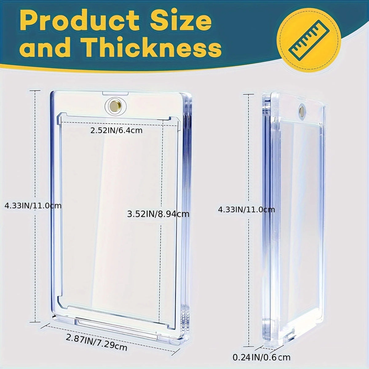 35pt One-Touch Magnetic Card Storage Box - Transparent Acrylic Hard Plastic Protector Sleeve for Sports Cards, Collectible Cards