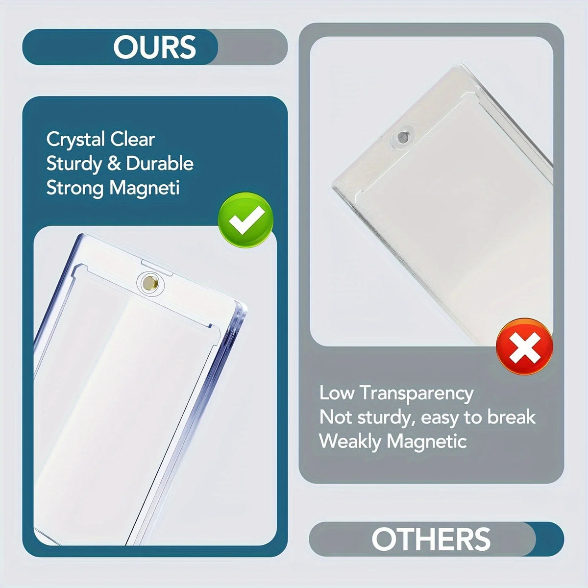 35pt One-Touch Magnetic Card Storage Box - Transparent Acrylic Hard Plastic Protector Sleeve for Sports Cards, Collectible Cards