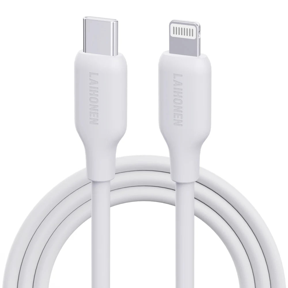 Liquid Silicone USB-C to Lightning Cable – 27W PD Fast Charging Soft Skin-Friendly Cord for iPhone 14/13/12/11 Pro Max, iPad & AirPods