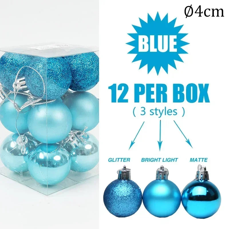 4/6/8cm Christmas Ball Shatterproof Hanging Christmas Baubles Laser and Matte Styles Home Festival Party Xmas Decorative Balls