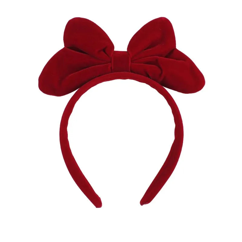 Red Velvet Bow Headband for Women Christmas Headwear New Year's Eve Disney Headband Children's Hair Accessories