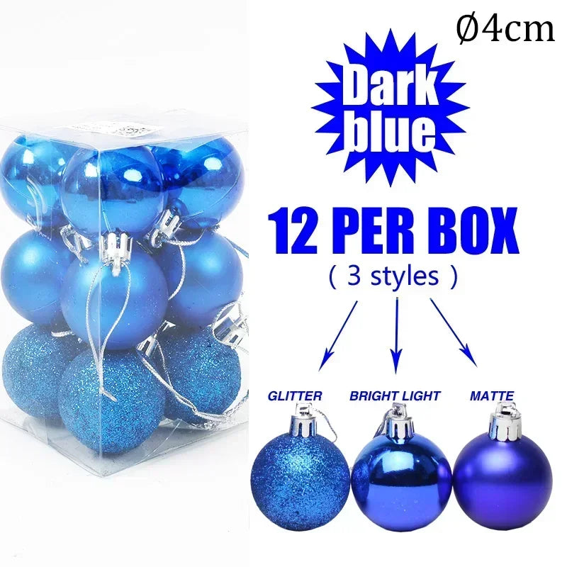 4/6/8cm Christmas Ball Shatterproof Hanging Christmas Baubles Laser and Matte Styles Home Festival Party Xmas Decorative Balls