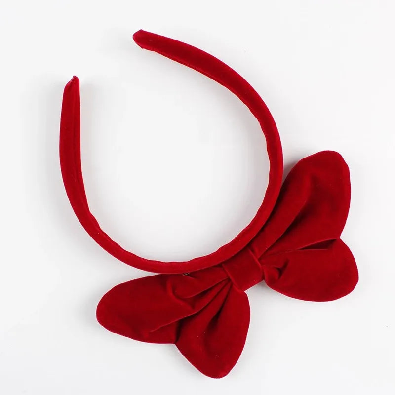 Red Velvet Bow Headband for Women Christmas Headwear New Year's Eve Disney Headband Children's Hair Accessories
