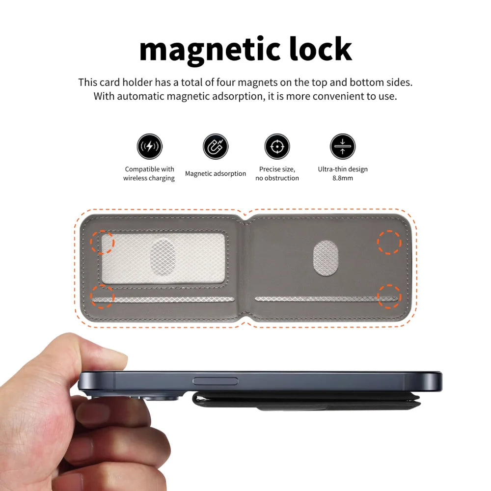 Luxury Leather For Magsafe Magnetic Wallet Slot Card Holder Phone Stand For iPhone 18 17 Pro Max 16 15 14 Bank ID Card Bag Cover
