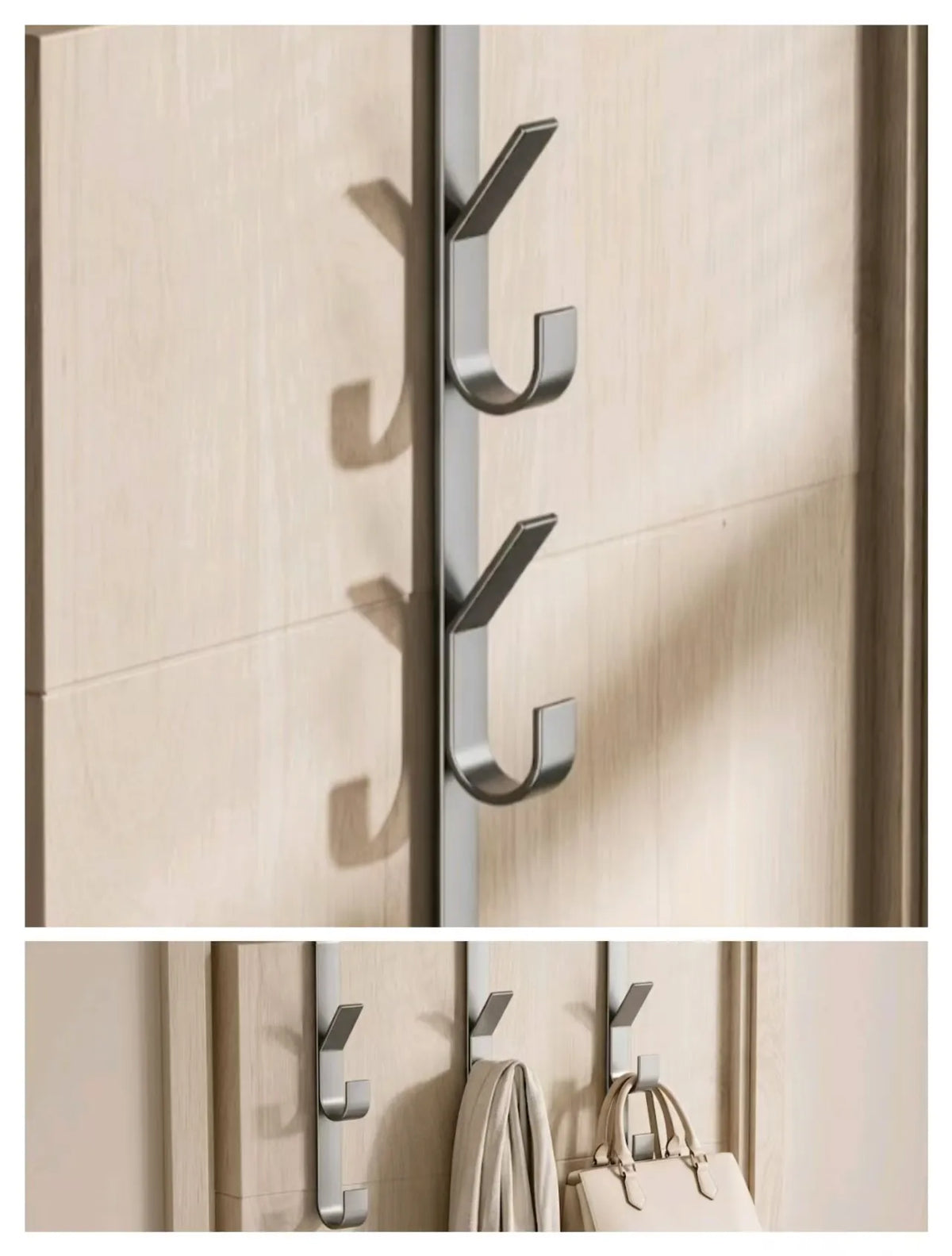 3/5/7 Door-Mounted Non-Drilled Hooks, Suitable for Storing Clothes, Hats, Bags at the Entrance of Dormitories or Bedrooms.