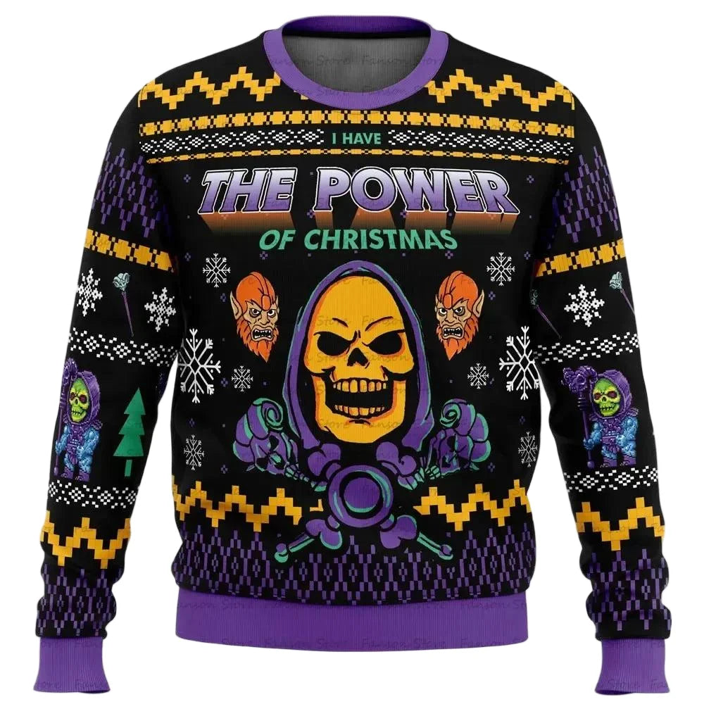 2026 The Power Of Christmas Anime Cartoon 2025 New Fashion Xmas Gift Cartoon Graphic Sweatshirts Men's Anime Jumper Sweater Tops