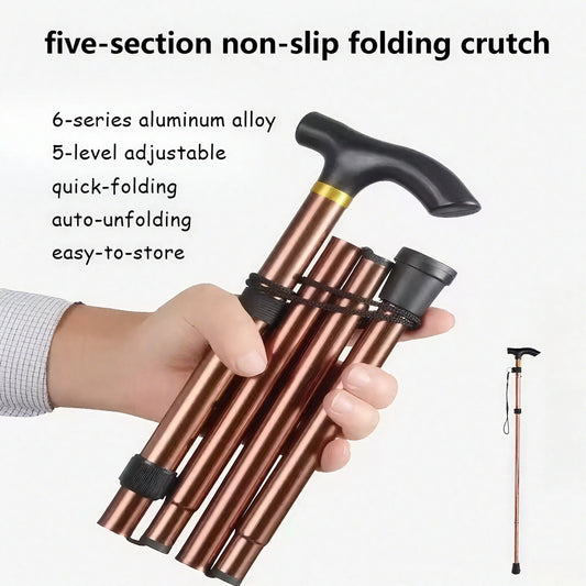 Multifunction Walking Stick Trekking Poles Telescopic Fold Crutches Hiking Stick Crutch Elderly Metal Stick Walking Cane Outdoor