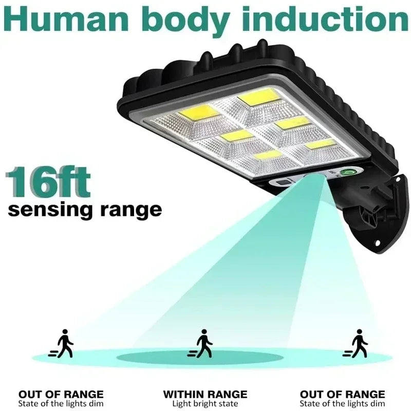 Powerful LED Solar Outdoor Led Courtyard Wall Lamp Rechargeable Human Body Induction Garden Terrace Garage Door Street Lighting