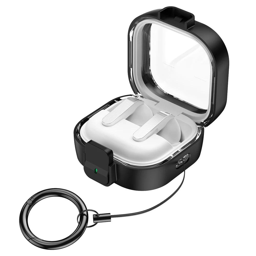 Security Lock Transparent Cover For Samsung Galaxy Buds 4 / Buds 4 Pro Earbuds Protection Case With Keychain For Buzz4 Pro Coque
