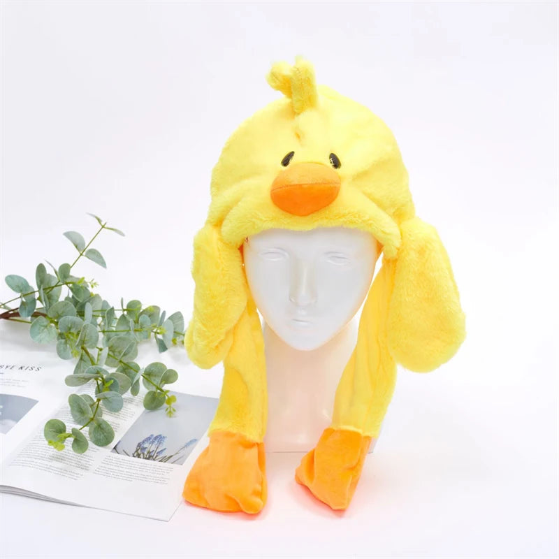 Funny Moving Ears Plush Hat – Airbag Flapping Animal Ear Beanie, Cute Santa, Reindeer & Halloween Cosplay Costume Hat for Kids & Adults