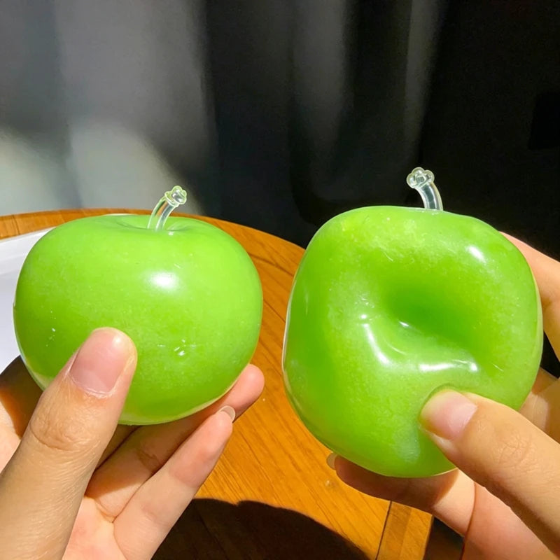 Green Apple Slushie Squishy Fidget Toy Crunchy Moldable Non-Bounce Sensory Stress Reliever Medium Grip Strength Slow Rising Gift