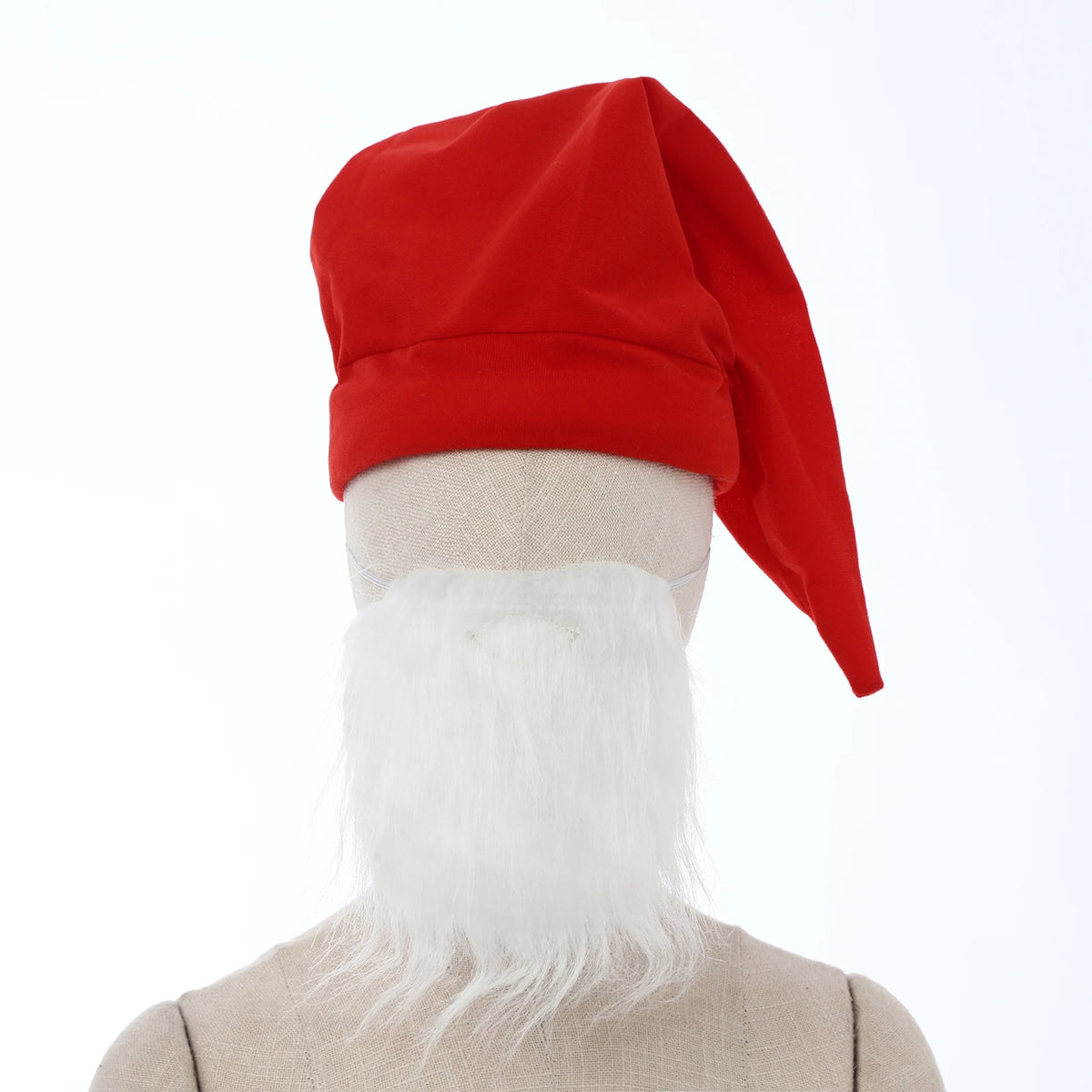 Christmas Dwarf Gnome Elf Cosplay Costume Accessories Padded Brim Hat with 1 Pair Ears White Beard Halloween Xmas Party Props