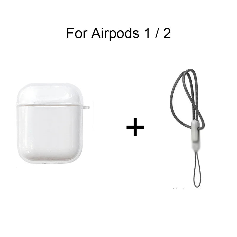 Clear Soft TPU Earphone Case for Airpods 4 3 2 1 Pro Pro2 Pro 3 Shockproof with Lanyard Strap for Airpods 4 Charging Case Cover