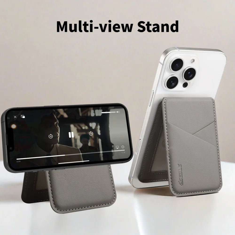 Luxury Leather For Magsafe Magnetic Wallet Slot Card Holder Phone Stand For iPhone 18 17 Pro Max 16 15 14 Bank ID Card Bag Cover