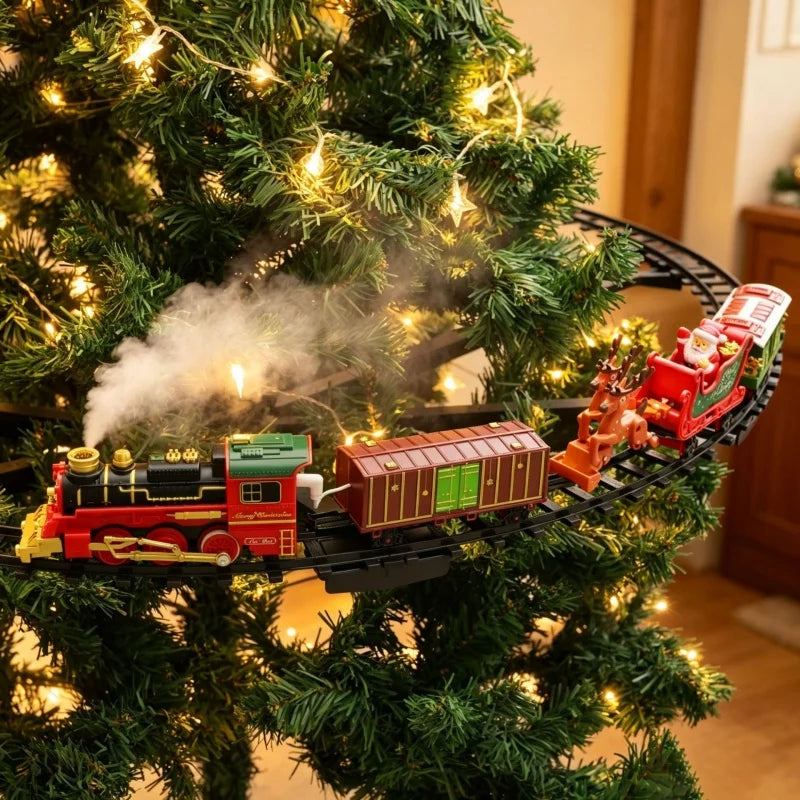 Hanging Christmas track toy Set DIY Track Train Christmas Set Railway Trains Cargo Car Model toys New Year Xmas Gifts Decor