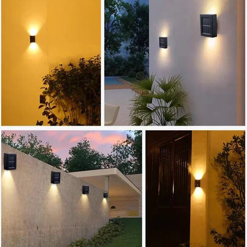 Solar Wall Lamp Outdoor Waterproof Solar Powered Light 4LED Beads UP and Down Illuminate Home Garden Yard Decoration Wall Light