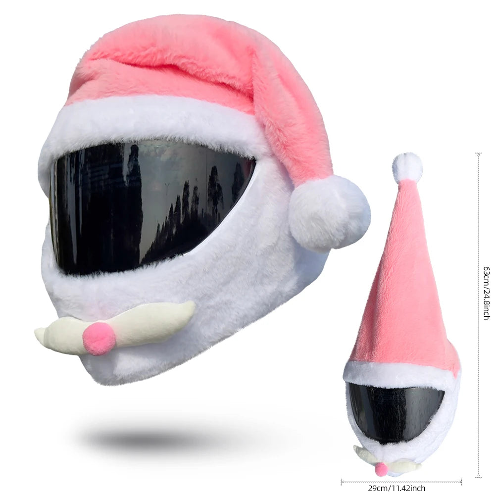 Christmas Motorcycle Full Helmet Plush Cover Creative Santa Claus Motorcycle Helmet Hat Personalized Ride Christmas Gift