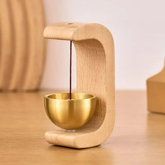 Zen Acoustic Bell | Solid Wood & Brass Door Chime & Desk Artifact