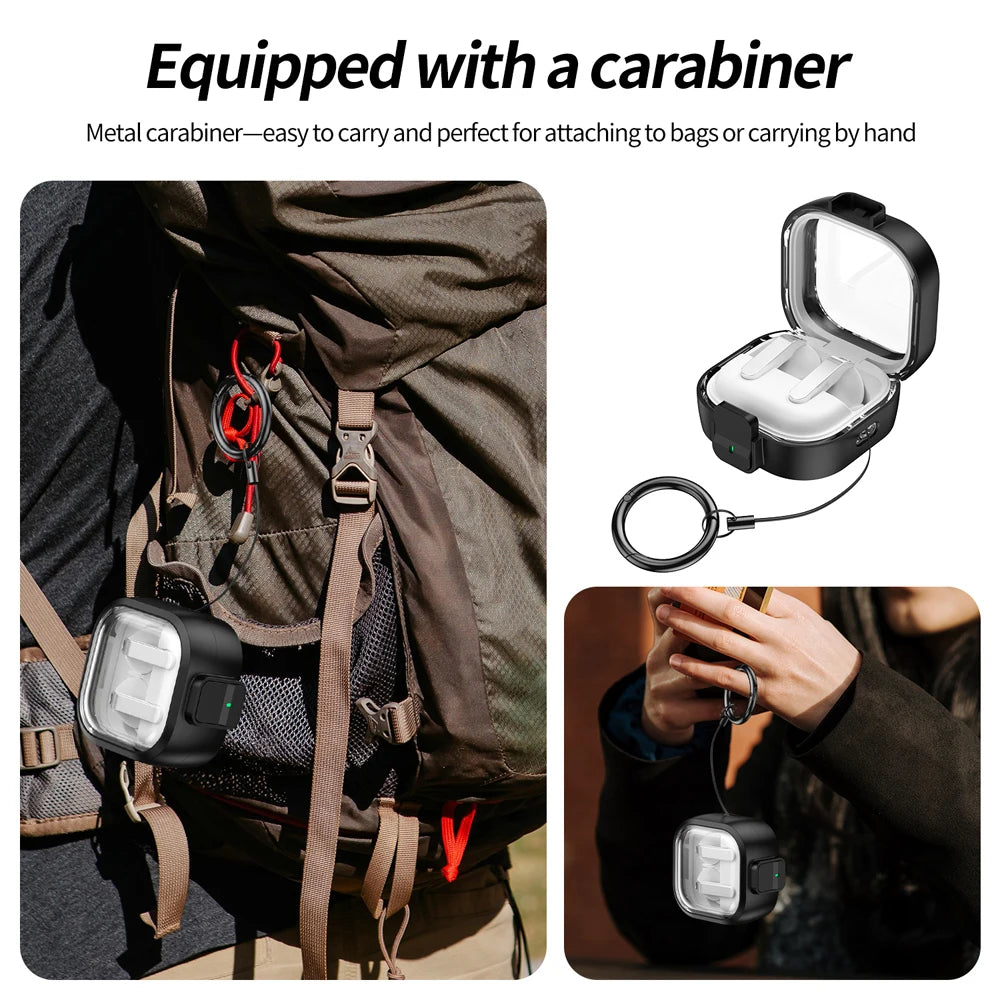 Security Lock Transparent Cover For Samsung Galaxy Buds 4 / Buds 4 Pro Earbuds Protection Case With Keychain For Buzz4 Pro Coque